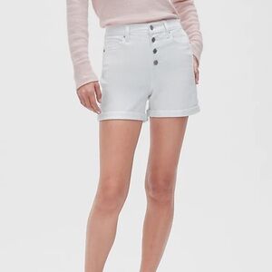 Banana republic HIGH-RISE WHITE BUTTON-FLY DENIM SHORTS